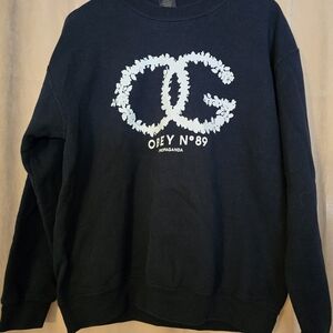 Obey NO.89 Womens Crewneck Pullover Medium Black